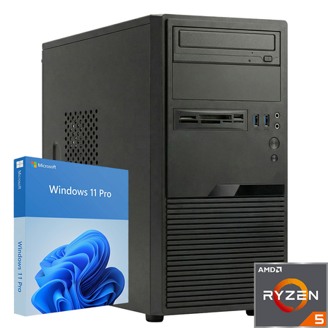 COMPUGEAR X203-40053 met Ryzen 5 5600G - 16GB DDR4 - 1TB M.2 SSD - WiFi - Bluetooth - CD/DVD-drive - Cardreader - Windows 11 Pro *KX*MX*